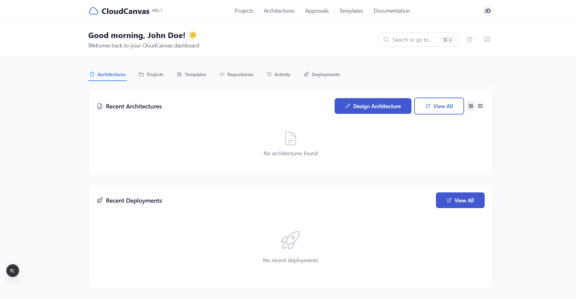 Dashboard after login