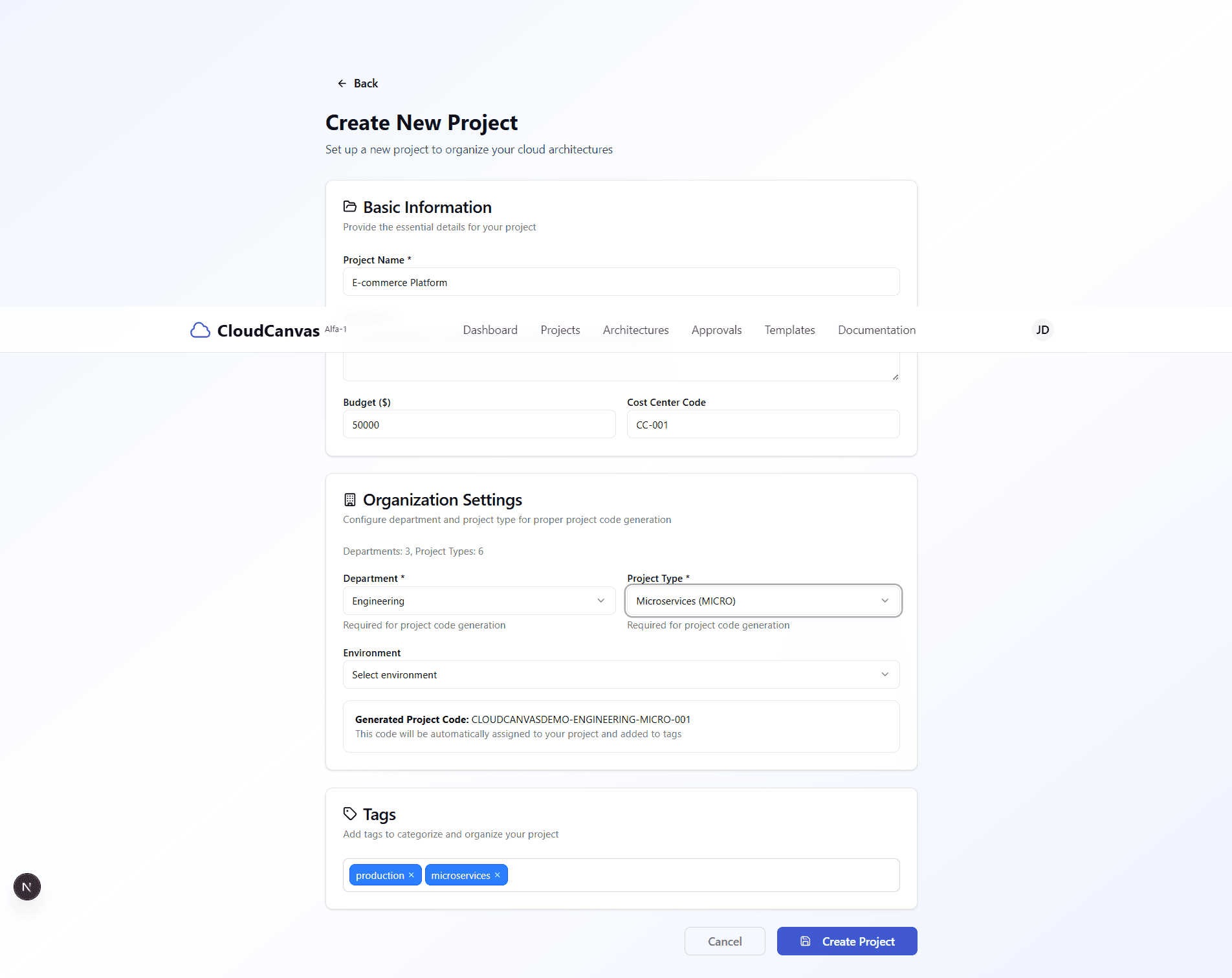 Completed Project Form