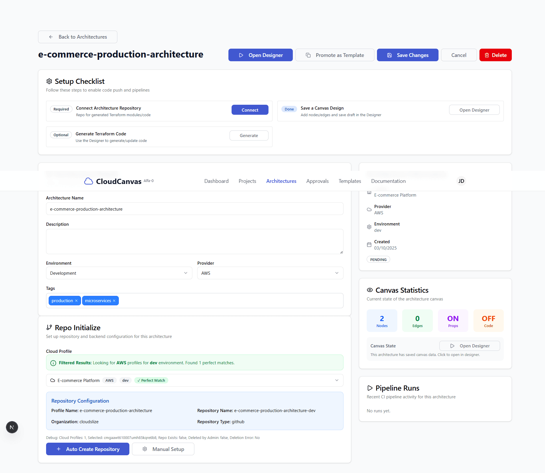 Repository Setup Interface